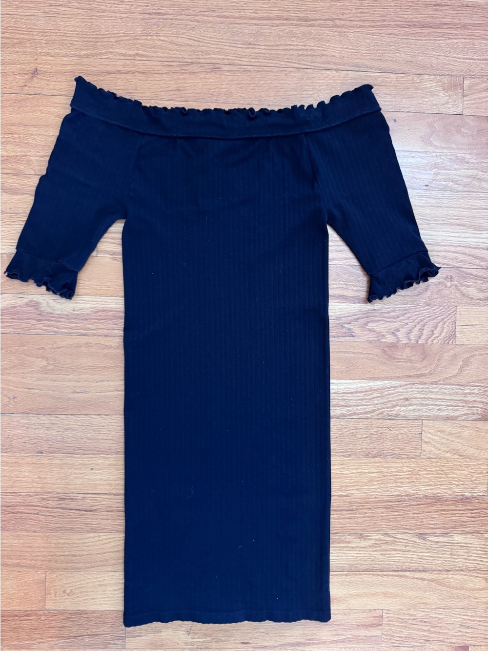 Free People Ribbed Ruffle Off Shoulder Mini Dress Women’s XS/S Grungecore Goth - Picture 6 of 8